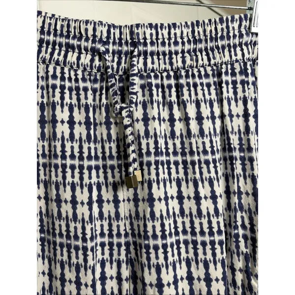 Hester & Orchard Ikat Wide Leg Pants Womens Size Med Blue Boho Beachy Coastal - Image 2