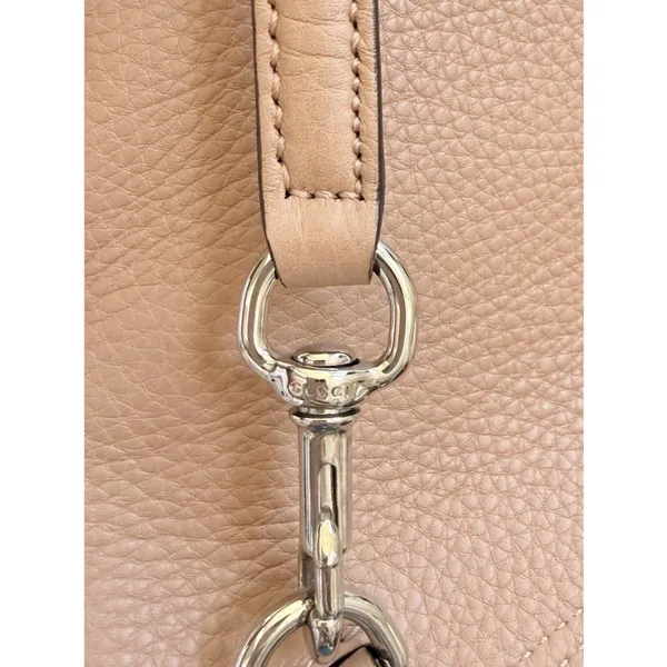 Gucci Large Bamboo Daily 370830 Camel Leather Top Handle 2Way Bag Striped Lining - Image 11