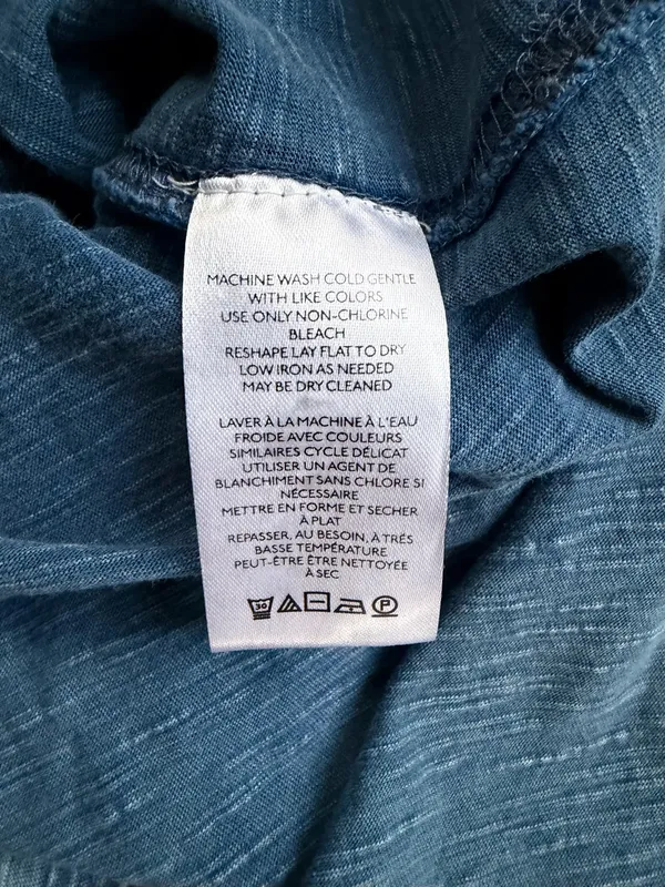 Pilcro Anthropologie Jordyn Oversized Cotton Slub Tee Faded Blue/Indigo Wash M - Image 9
