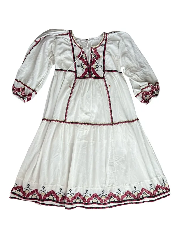 Free People FP Women’s Sweet Escape Embroidered White Long Sleeve Midi Dress S - Image 2