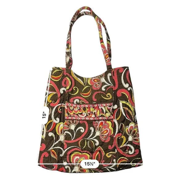 Vera‎ Bradley Quilted "Puccini" Bucket Tote Handbag Medium Bag Brown Pink Floral - Image 6