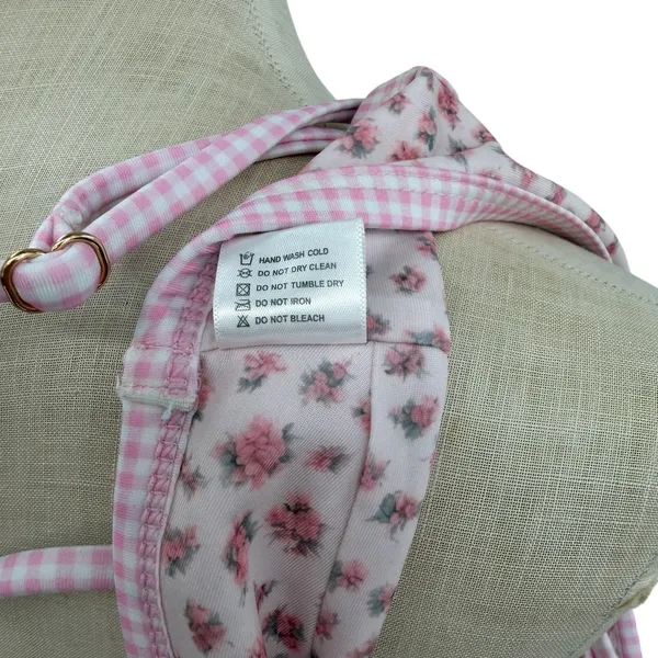 Strawberry Milk Mob Ginger‎ Bread Bikini Set Floral Gingham Pink Size Small - Image 12