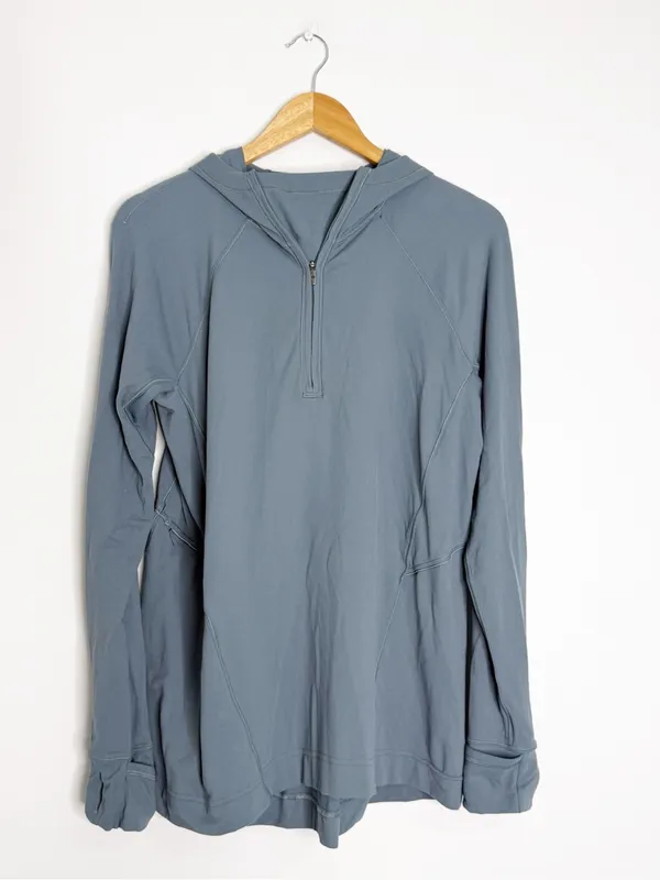 Lululemon Warm Stabilizer 1/2 Zip Hoodie Rulu Blue Gray Size 8 - Image 2