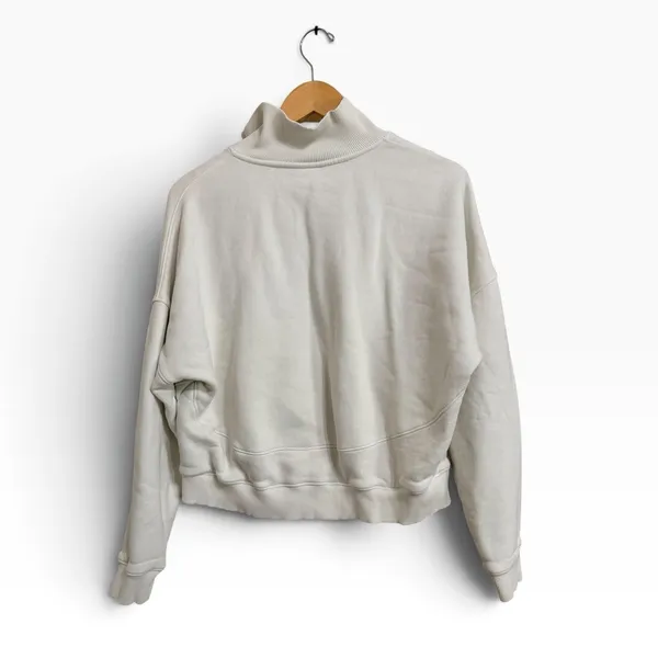 Outdoor Voices Nimbus quarter zip cotton sweatshirt white Minimalist Cropped L - Image 6