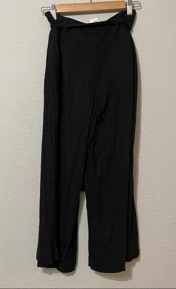 L Space Black Cropped Straight Leg Tie Waist Casual Pants Womens S Revolve Beach - Image 5