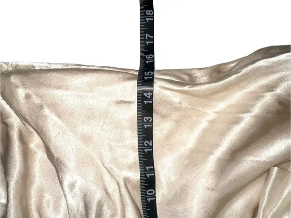 Meshki Calliope One Shoulder Satin Gown Maxi Dress LARGE in Champagne - Image 9
