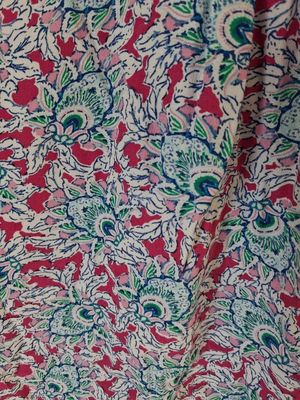 LOFT Teal Pink Floral Peacock Short Sleeve V Neck High Low Blouse Top L - Image 5