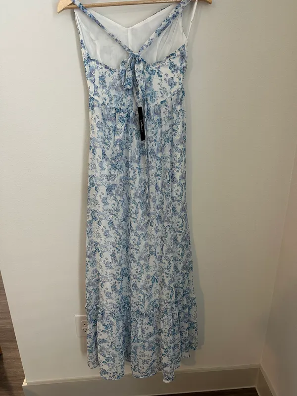 Lulus My Story White Floral Tie-Back Maxi Dress - Image 3