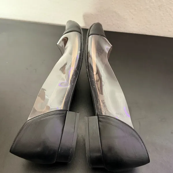Jon Josef Clear Ballet Flats Black Leather Pointed Cap Toe Womens 7 Casual - Image 11