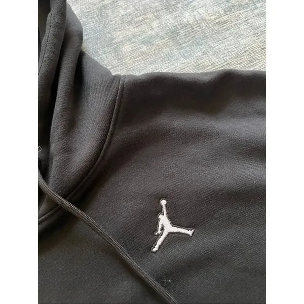 Nike Black White Air Jordan Brooklyn Fleece Pullover Hoodie Women's Small - Image 4