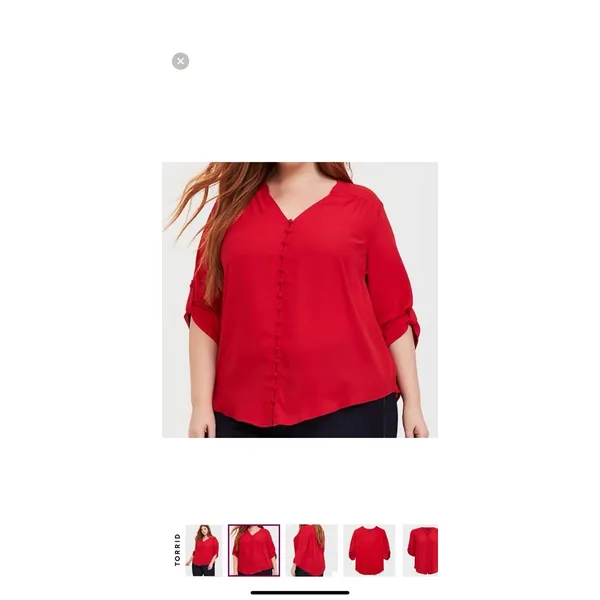 Torrid Harper Red Floral Georgette 3/4 Sleeve‎ Pullover Blouse Size 3X - Image 7