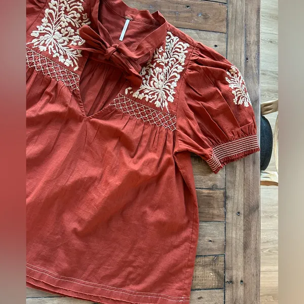 Free People Dreaming About You Wild West Brown Blouse M - Image 2