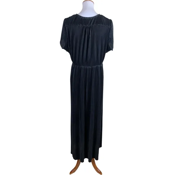 Baltic Born Black‎ Pleated Maxi Dress Flutter Sleeve XXXL - Image 3