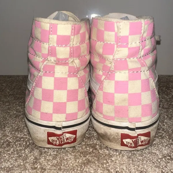 Vans Pink and White Checkered Sneakers - Image 4