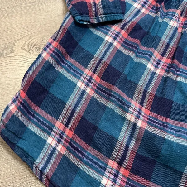 Tulip Blue and Pink Flannel‎ Plaid Dress Size Small S A-line Pockets Artsy - Image 4