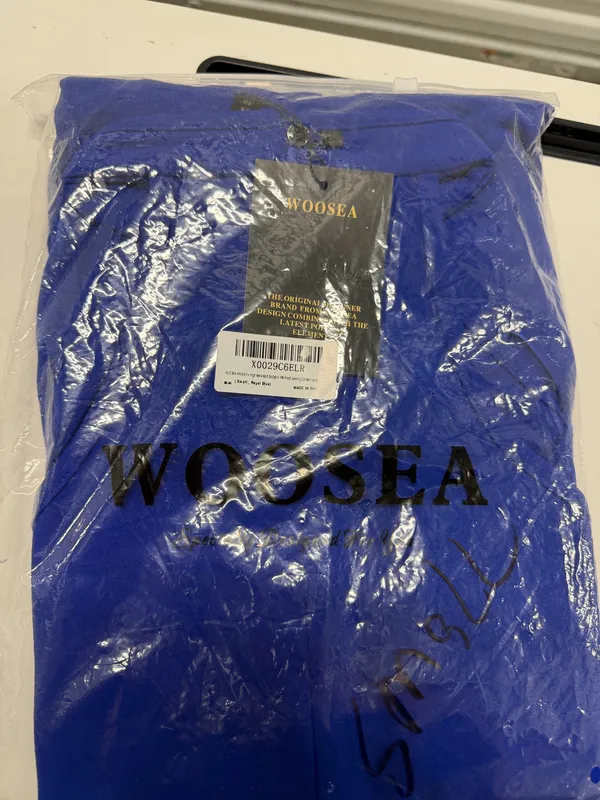 WOOSEA Royal Blue High Neck Ruffle Split Bodycon Mermaid Evening Dress size S - Image 5
