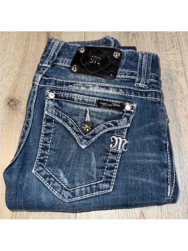 Miss Me blue skinny Embroidered Pocket Jeans denim - Image 2