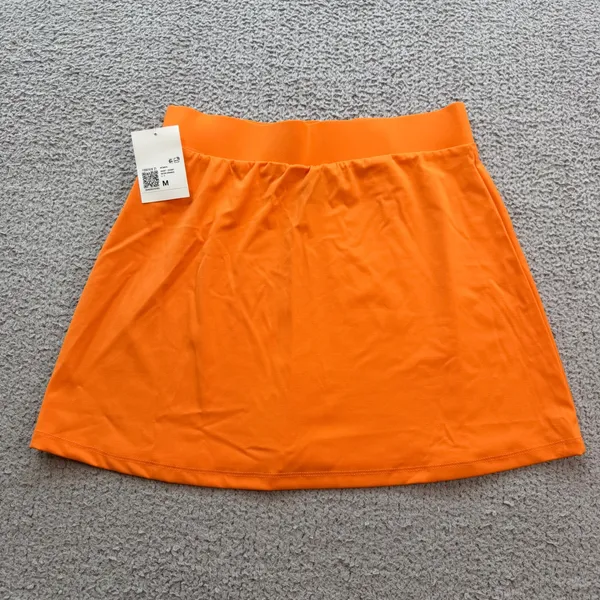 Forever 21 Womens Neon Orange Mini Skirt Size M NWT Elastic Waist Stretch Short - Image 4