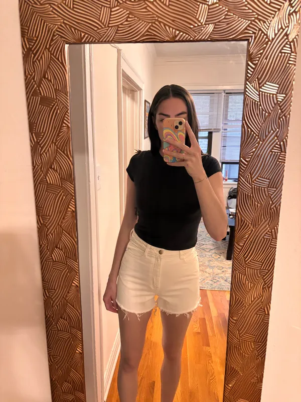 ZARA White Denim Shorts - Image 4