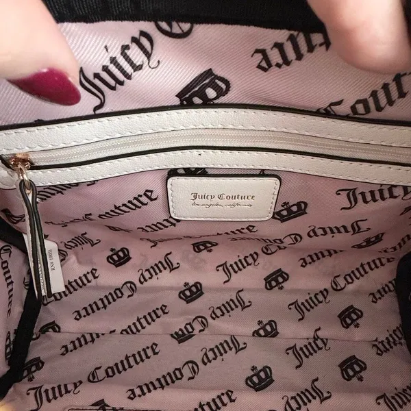 Juicy Couture White Sweet n Juicy LARGE Bowler Bag Satchel Strawberry Coin Purse - Image 9