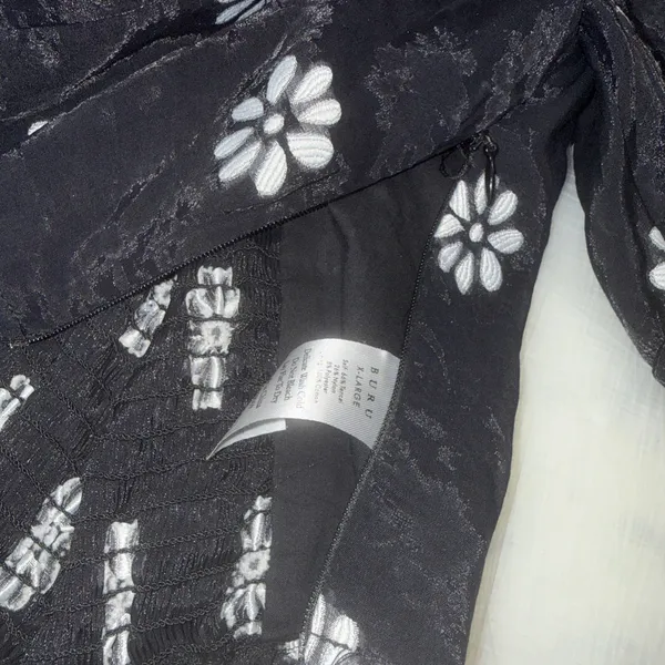 Buru Balloon Sleeve Bustier Cropped Floral Top Sz XL Black White NEW $128 Boho - Image 8