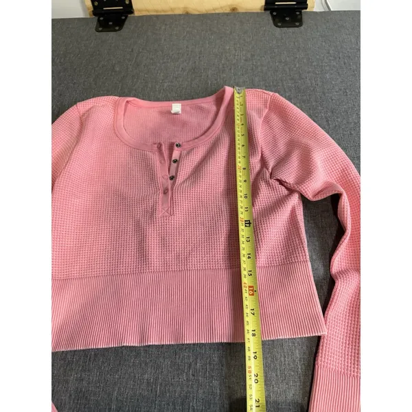 OFFLINE by Aerie Women's Thumbs Up Thermal Pink Cropped Top LS Sz XL - Image 7