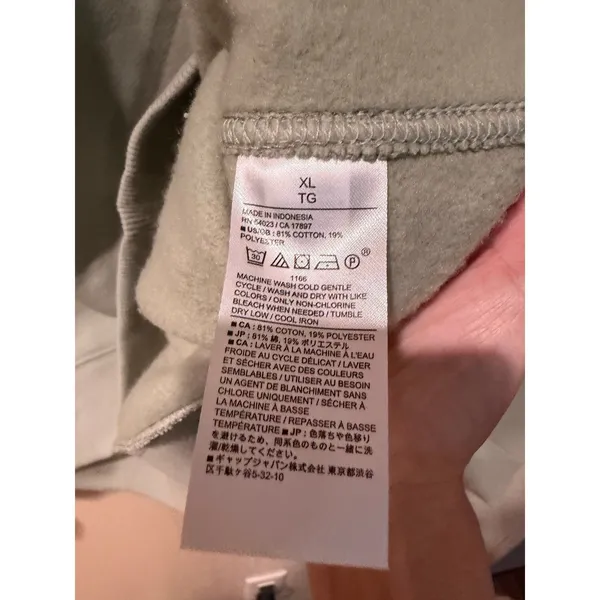 Banana Republic Women Sweatshirt XL Sage Green Clean Fleece Crew Neck Pullover - Image 5