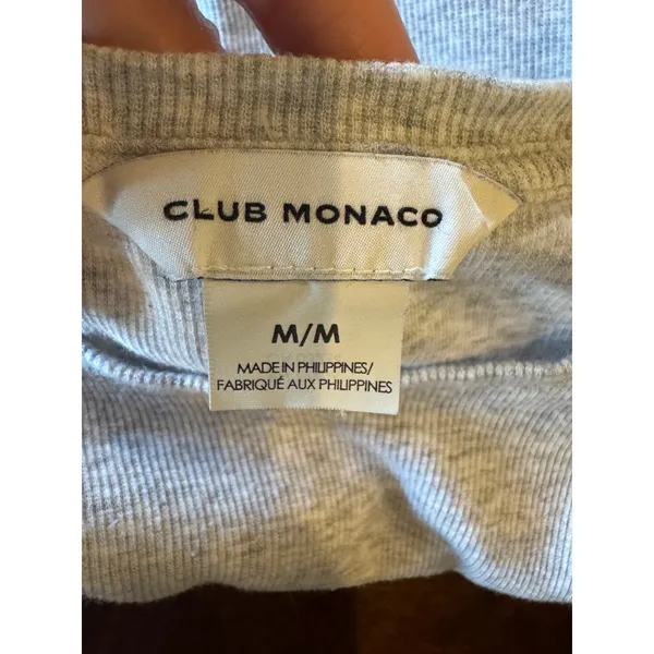 Club Monaco Shirt Women Medium Gray Rib‎ Knit Crew Neck Tee Athleisure Athletic - Image 7