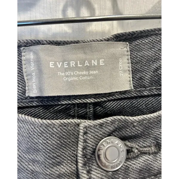 Everlane The 90s Cheeky Jean Organic Cotton Grey Washed‎ Crop Size 27 High Rise - Image 3