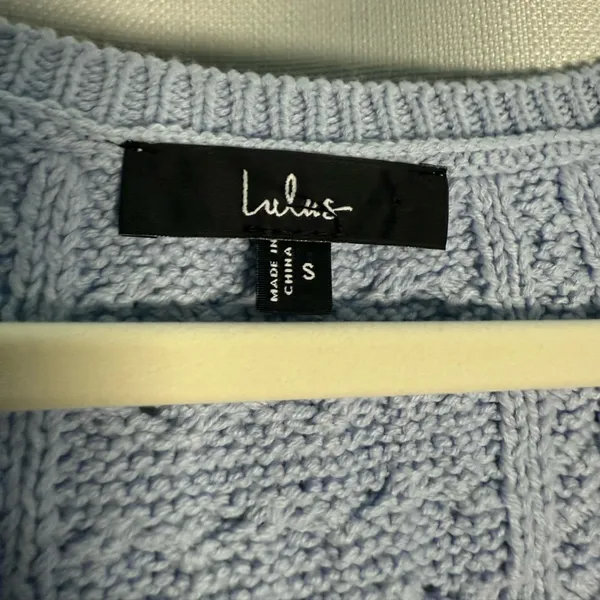 Lulus Sophisticated Staple Light Blue Cable Knit Sweater Vest Size Small - Image 7
