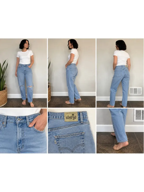 Levi’s SilverTab Mom Jeans Women’s W26 L27 Light Wash Distressed‎ High Rise - Image 4