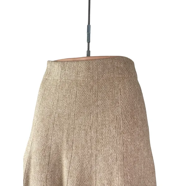 NEW Commense Beige Knit High Waisted A Line Flare Pleated Midi Skirt Size S - Image 3