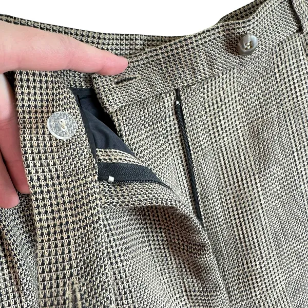 Talbots Vintage Tan Black Mini Checkered Worsted Wool Tweed High‎ Rise Pants 12 - Image 4
