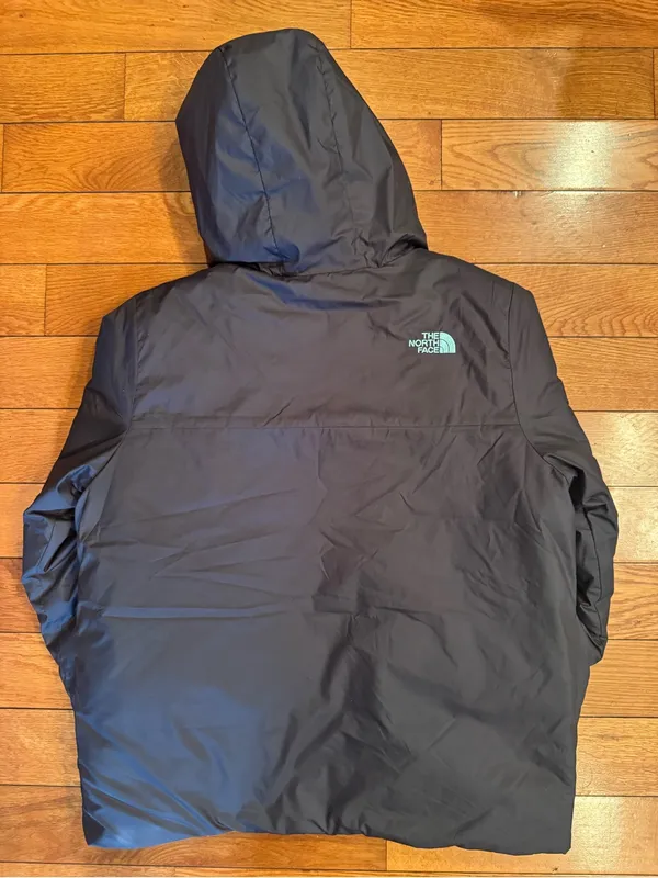 The North Face Reversible Hooded Puffer Jacket NWOT Gray Teal - P2P 20" - Image 8