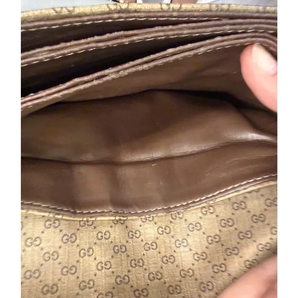 Micro GG gucci Web Stripe Flap Crossbody Bag | Tan Leather & Beige Canvas - Image 8
