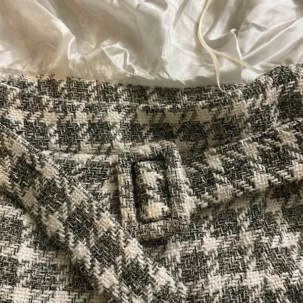 Zara Ecru Textured Check Cut-Out Mini Dress - Image 7