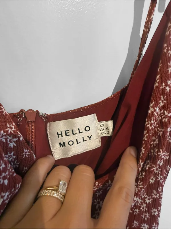 Hello Molly Rust Floral Tie-Shoulder Wrap Mini Dress - Image 4