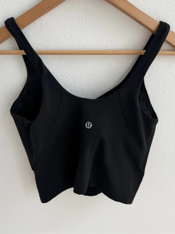 Lululemon Black Cropped Tank Top Size 4 Scoop Neck Workout Yoga - Image 5