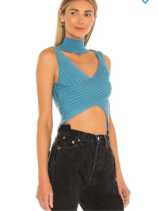 superdown alora wrap top in Blue NWT - Image 2