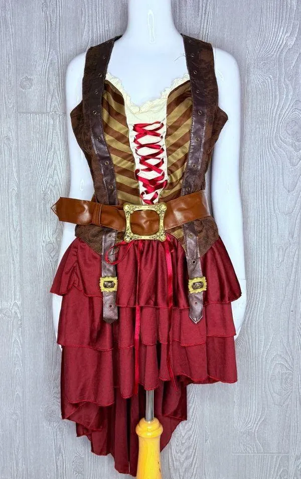 Eye candy Sexy Swashbuckler Captain Halloween costume shirt belt skirt L cosplay - Image 9