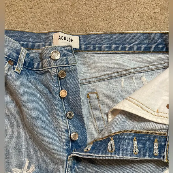 Agolde Parker Cut Off Denim Short Light Wash Size 29 - Image 7