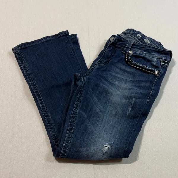 Miss Me Indigo Boot Cut Jeans with Studded Accents - Image 2