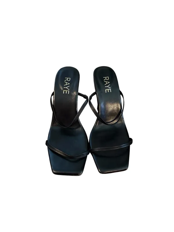 RAYE Rouge Leather Black Slip On Heeled Sandals - Image 6