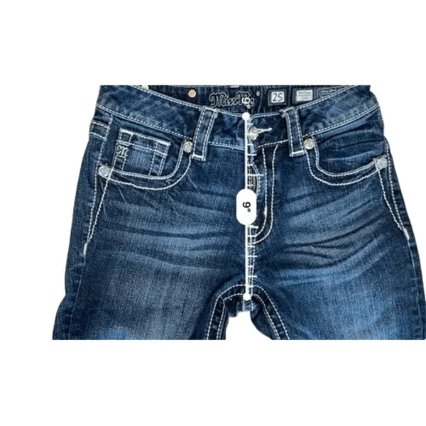 Miss Me Mid Rise Boyfriend Capri Dark Wash‎ Blue Jeans 25 Western Casual - Image 8