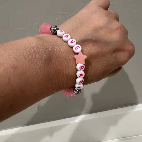Kandi Swiftie glow in the dark festival concert bracelet RAVE BABY, OOAK - Image 2