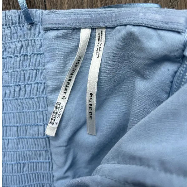 Anthropologie Light Blue Grey Strapless Midi Dress Size 8 - Image 15