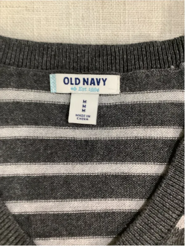 Old Navy Striped V-Neck Long Sleeve Knit Sweater Dress Grey Size Medium Dress - Image 2