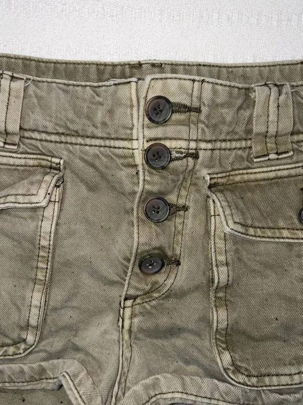 Free People Womens Cora Button Front Utility Cargo Mini Short in Moss Size 30 - Image 3
