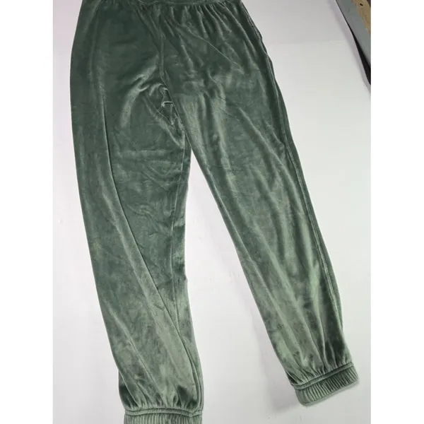 Yogalicious Lux Double Butter Hannah Velvet Velour Joggers in Sage Green Medium - Image 9