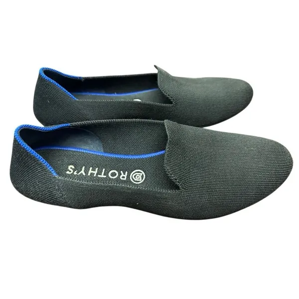Rothys The Loafers Womens Black Pointed Toe Knit Flats Blue Halo Size 10.5 - Image 3